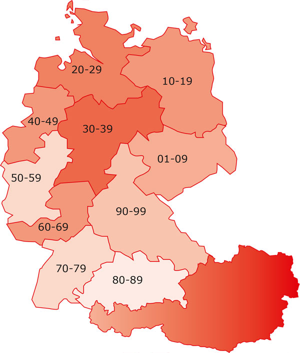Landkarte Deutschland / Österreich